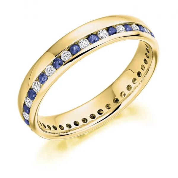 Diamond and sapphire anniversary on sale ring